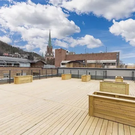 아파트 Bragernes Torg With Rooftop Terrace 드람멘